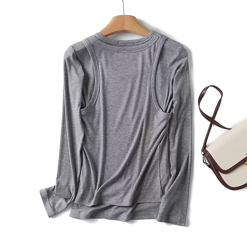 Tank Top Ribbed - Футболка женская с длинным рукавом, из